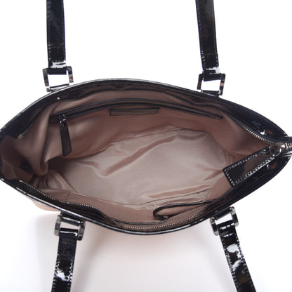 Burberry Patent Trim Nova Check Shopper Tote Black 5 of 9
