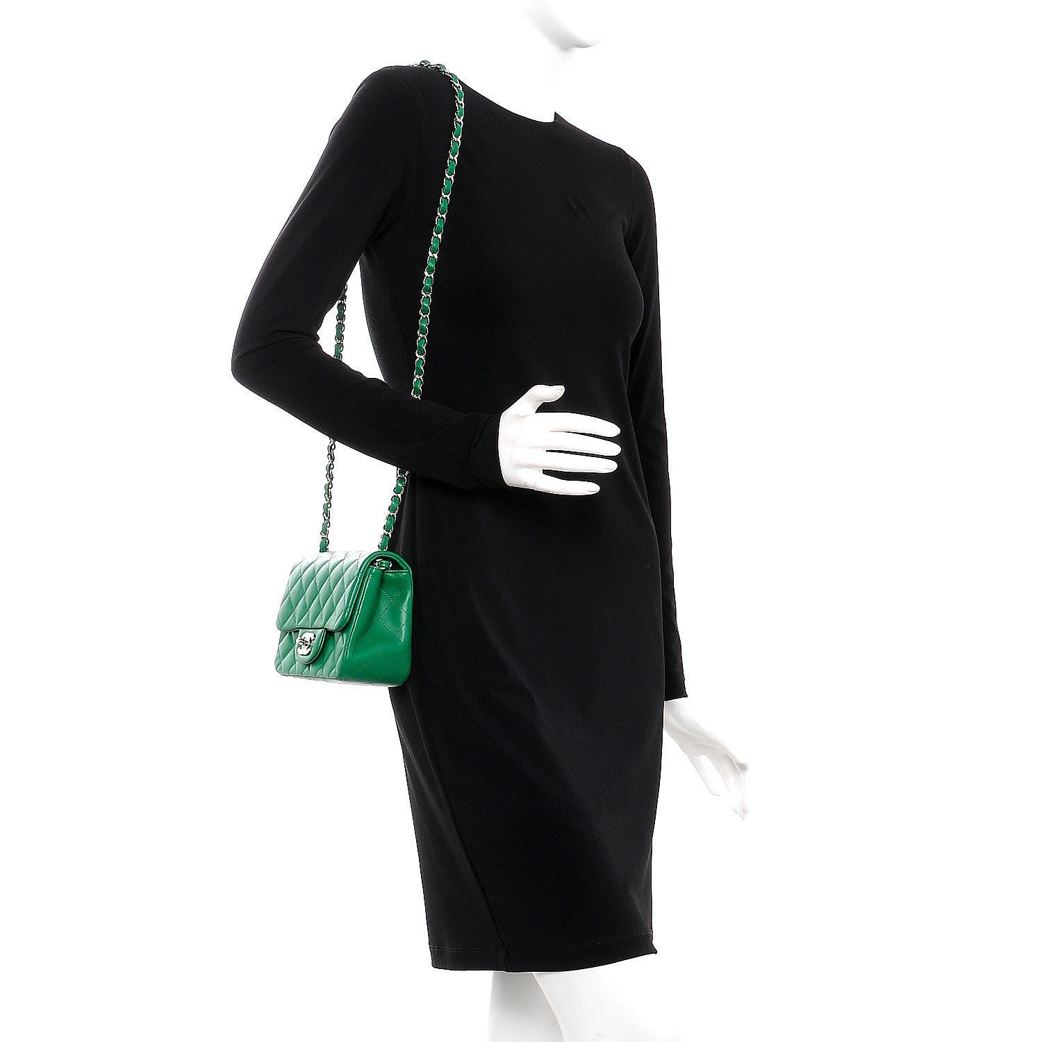 Chanel Lambskin Quilted Mini Square Flap Green 2 of 8
