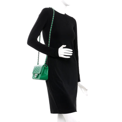 Chanel Lambskin Quilted Mini Square Flap Green 2 of 8