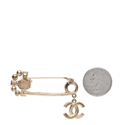 Chanel Crystal Pin Brooch Gold Pink 2 of 3
