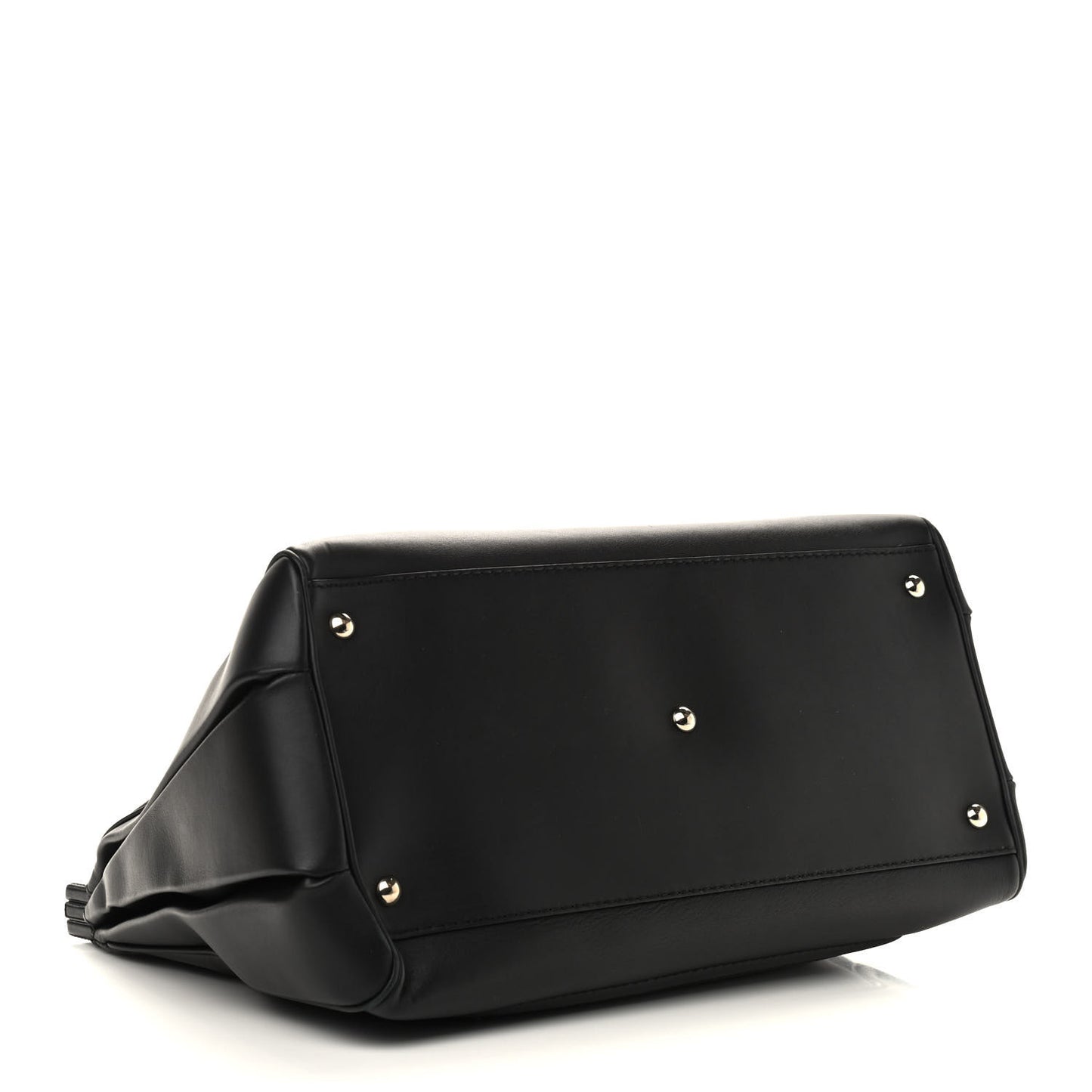 Calfskin Bold Bamboo Medium Top Handle Bag Black