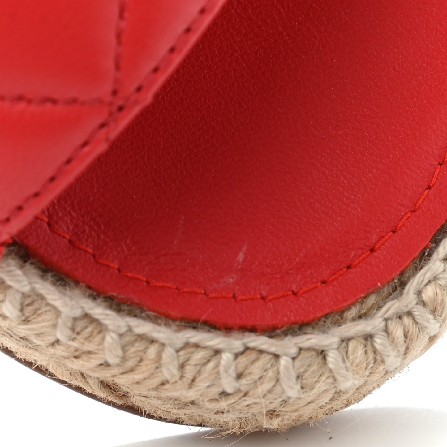Lambskin Quilted CC Espadrille Slip On Sandals 39 Red