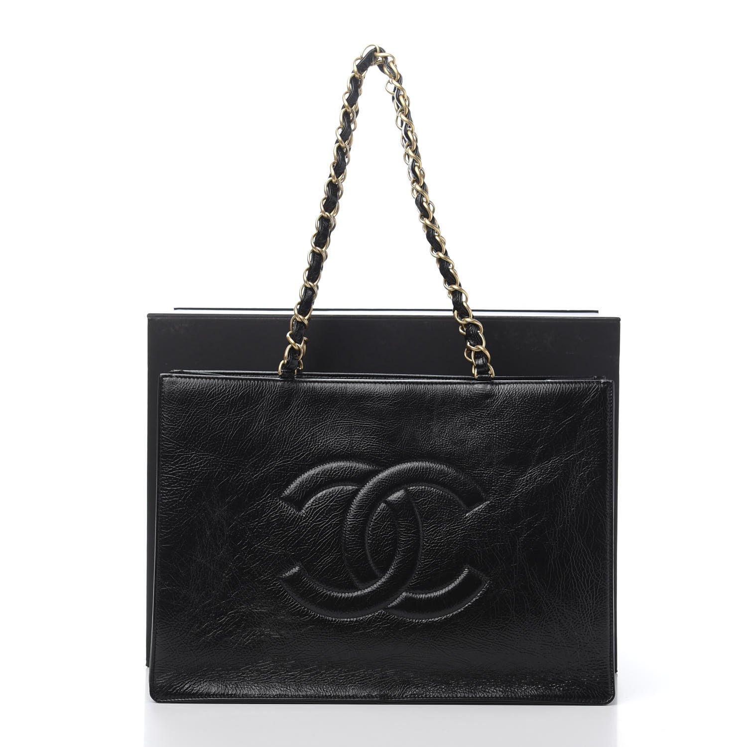 Chanel Shiny Aged Calfskin Shopping Bag Black 12 of 12