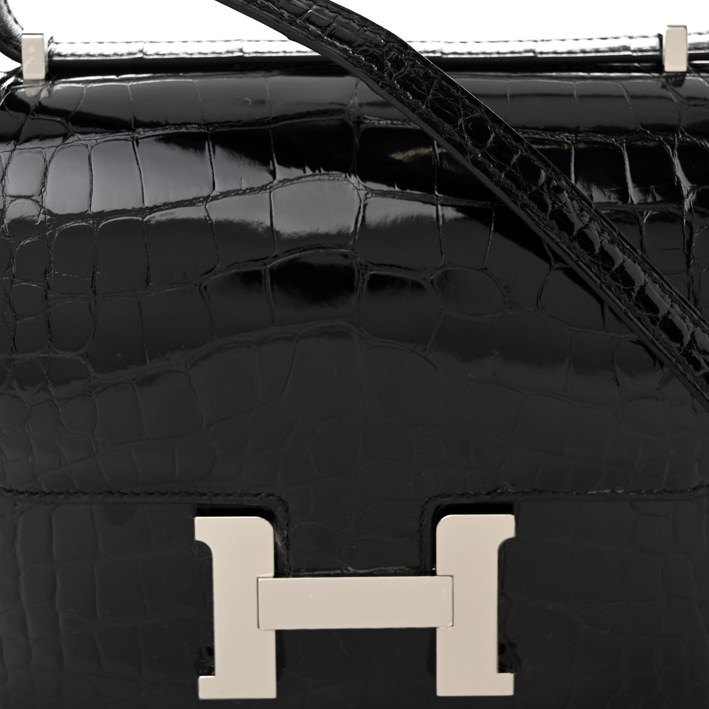 Shiny Alligator Constance 18 Black
