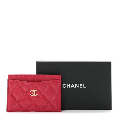 Chanel Caviar Quilted Card Holder Dark Red 9 of 9