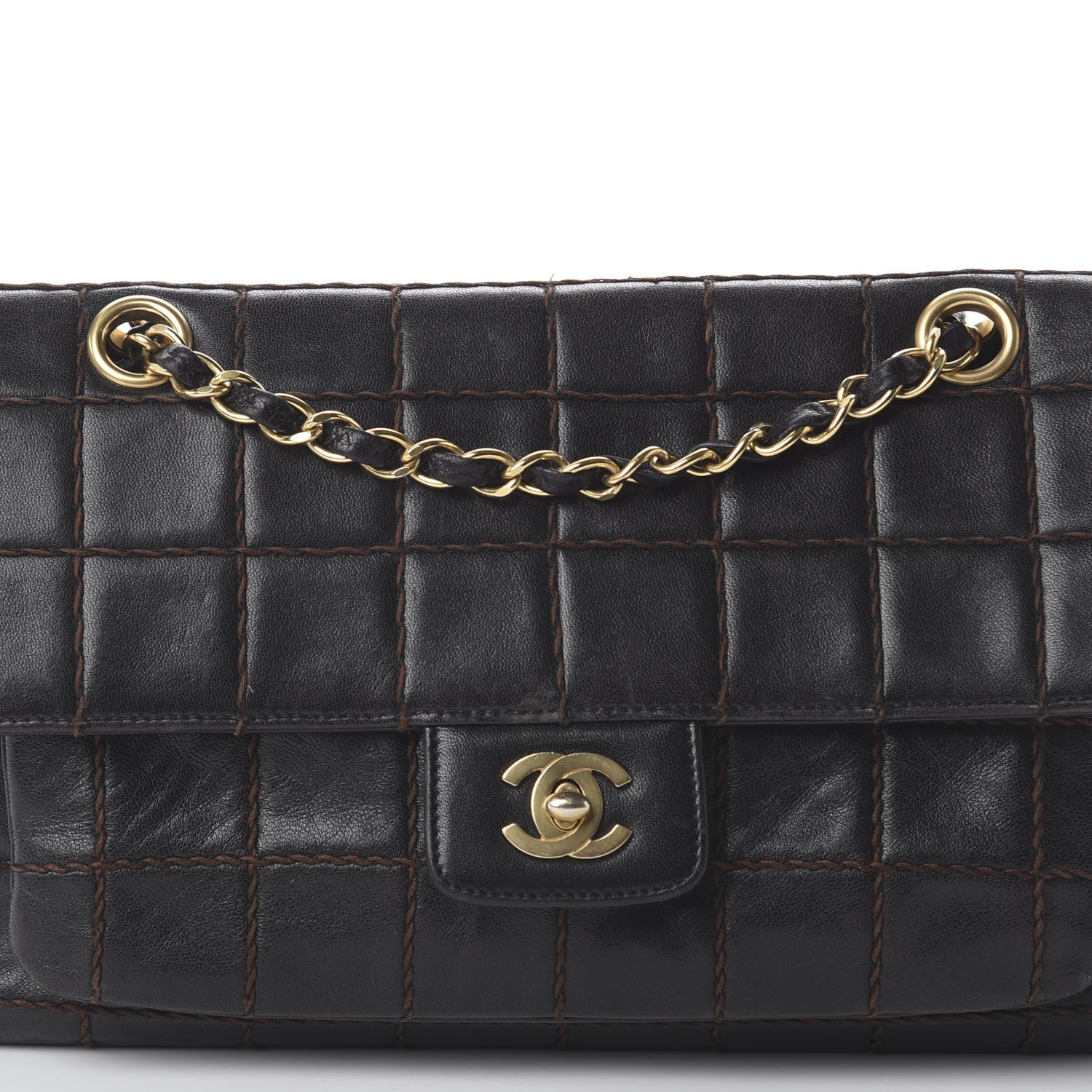 Chanel Lambskin Stitched Chocolate Bar Single Flap Brown 8 of 8