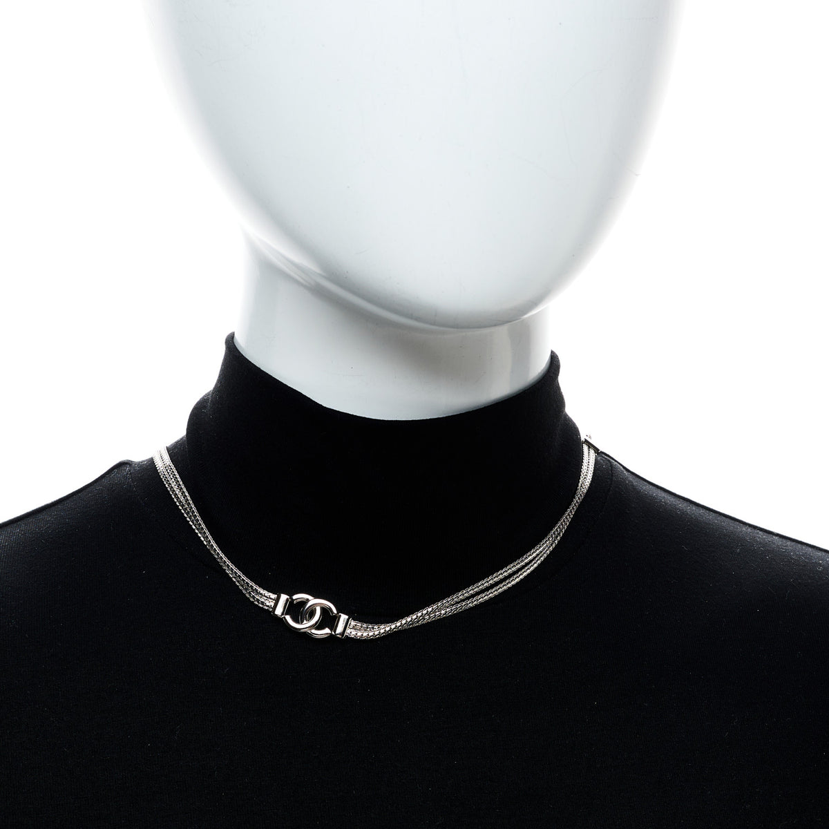 Chanel Metal Chain CC Choker Silver 2 of 5