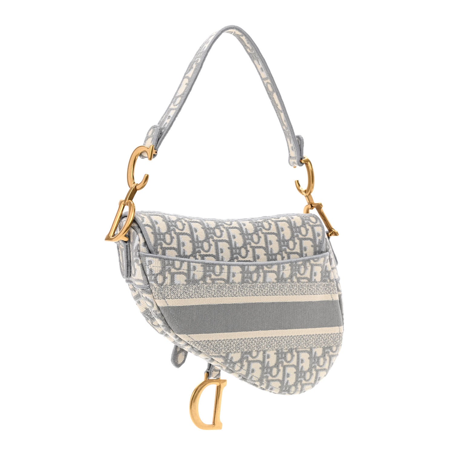 Christian Dior Oblique Embroidered Saddle Bag Gray 3 of 12