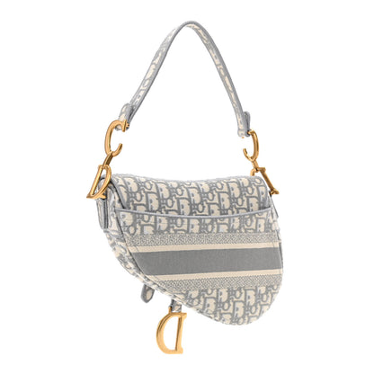 Christian Dior Oblique Embroidered Saddle Bag Gray 3 of 12