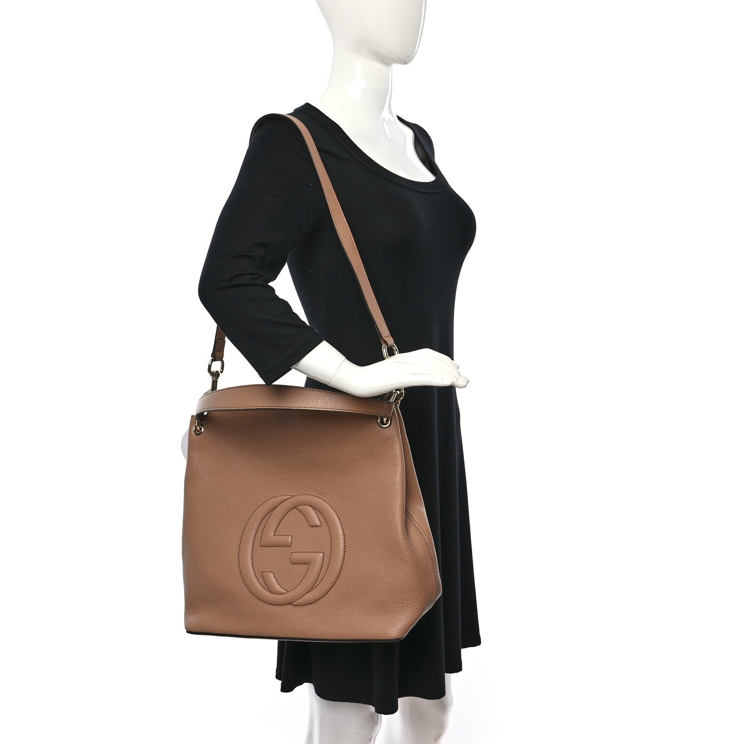 Gucci Pebbled Calfskin Large Soho Hobo Camelia 2 of 9