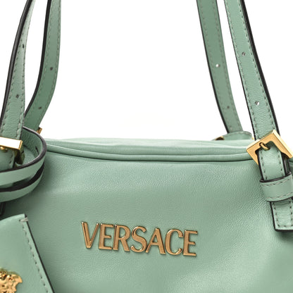 Versace Lambskin Mini Tag Bowling Bag Turquoise 7 of 9