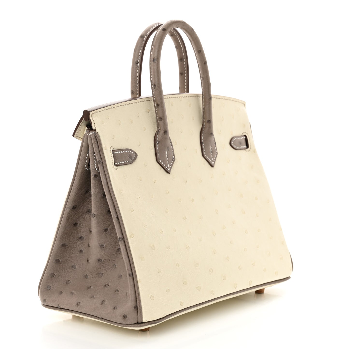 Ostrich Horseshoe Birkin 25 Beton Gris Tourterelle
