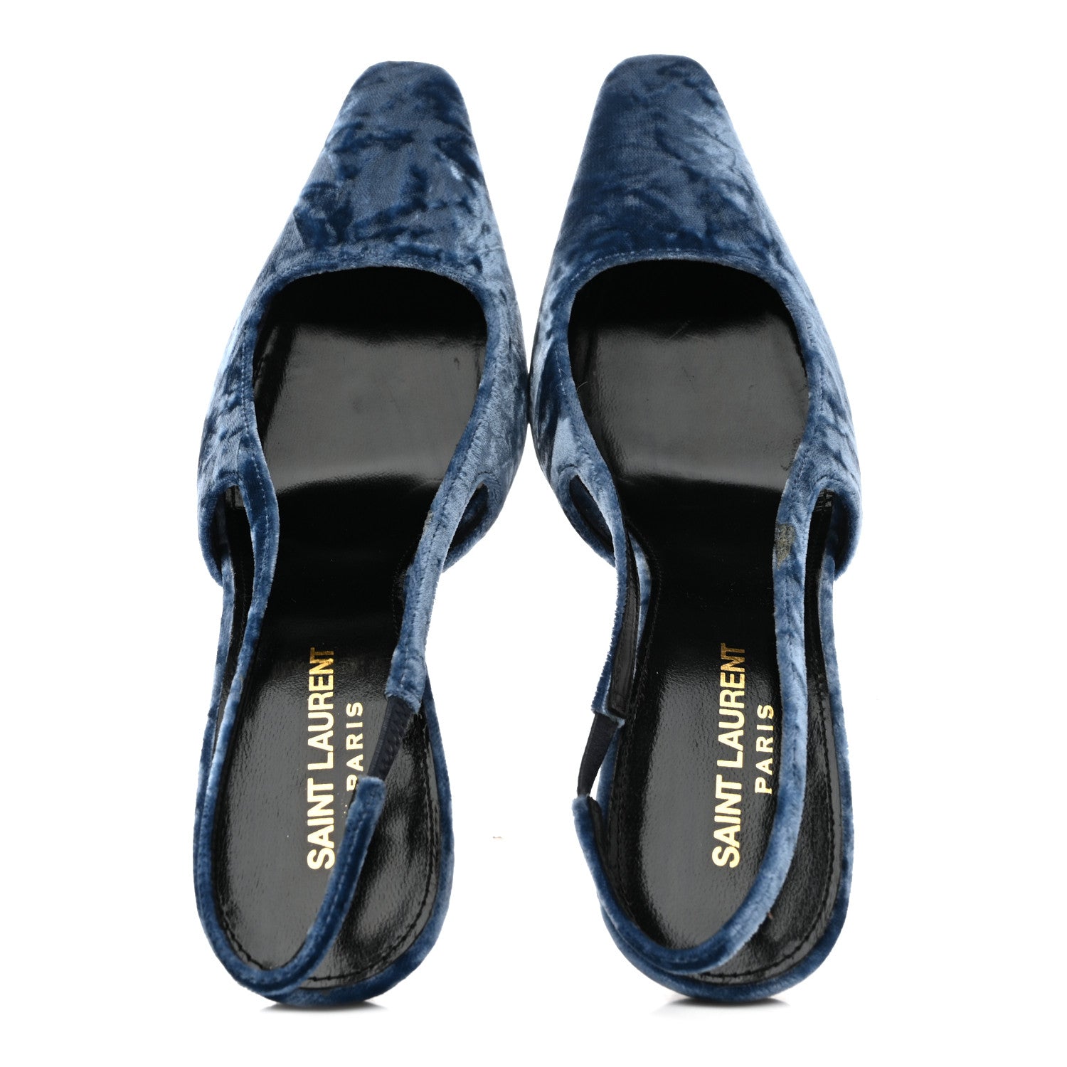 Saint Laurent Velvet Tom 90 Dream Slingback Pumps 37.5 Denim 2 of 11