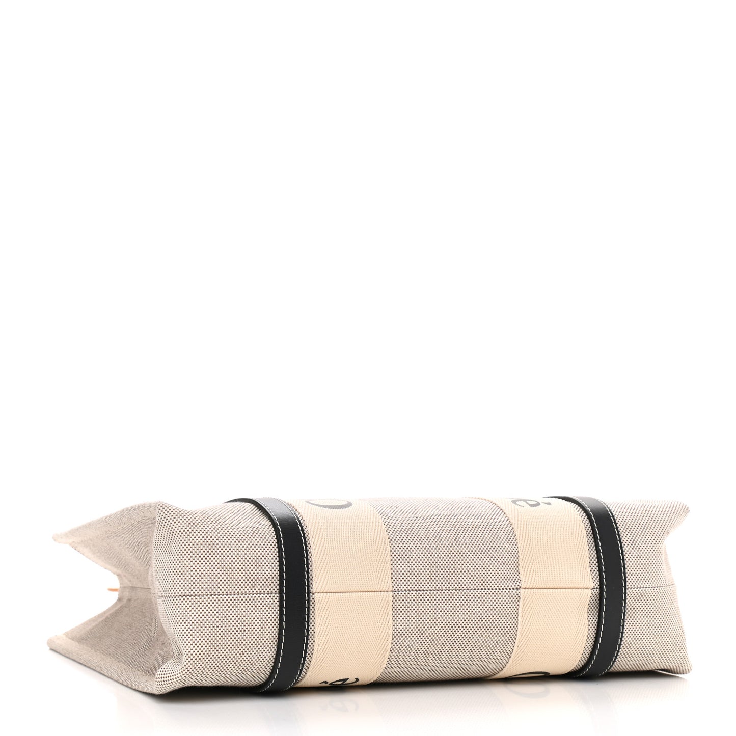 Cotton Calfskin Medium Woody Ribbon Tote White Black