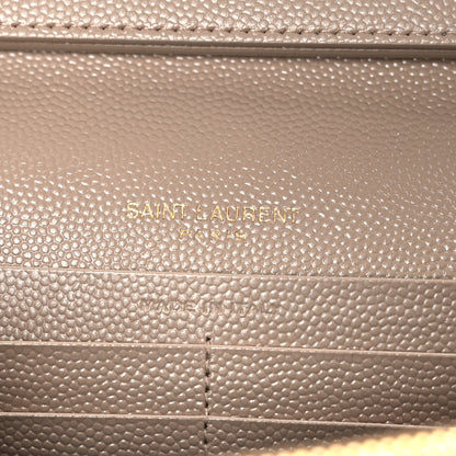 Saint Laurent Grain De Poudre Matelasse Chevron Monogram Chain Wallet Nude Powder 6 of 9