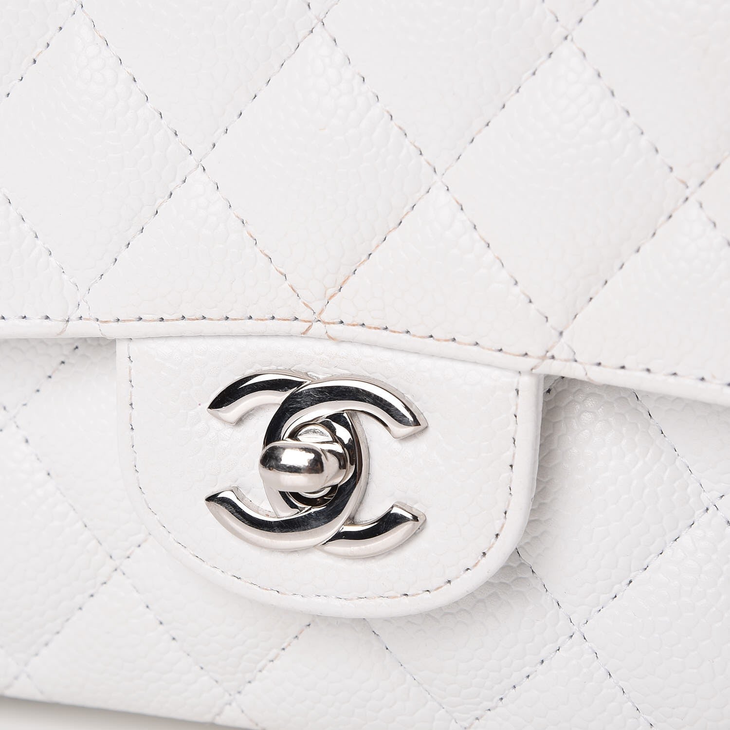 Chanel Caviar Quilted Medium Double Flap White 8 of 11