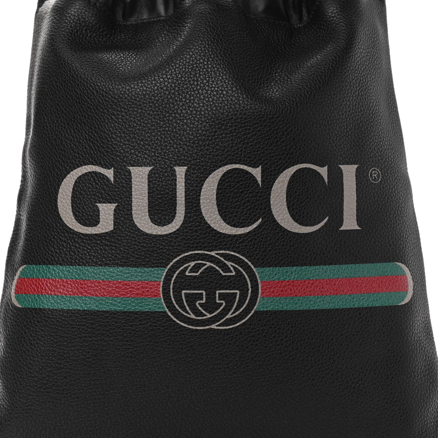 Calfskin Logo Drawstring Backpack Black