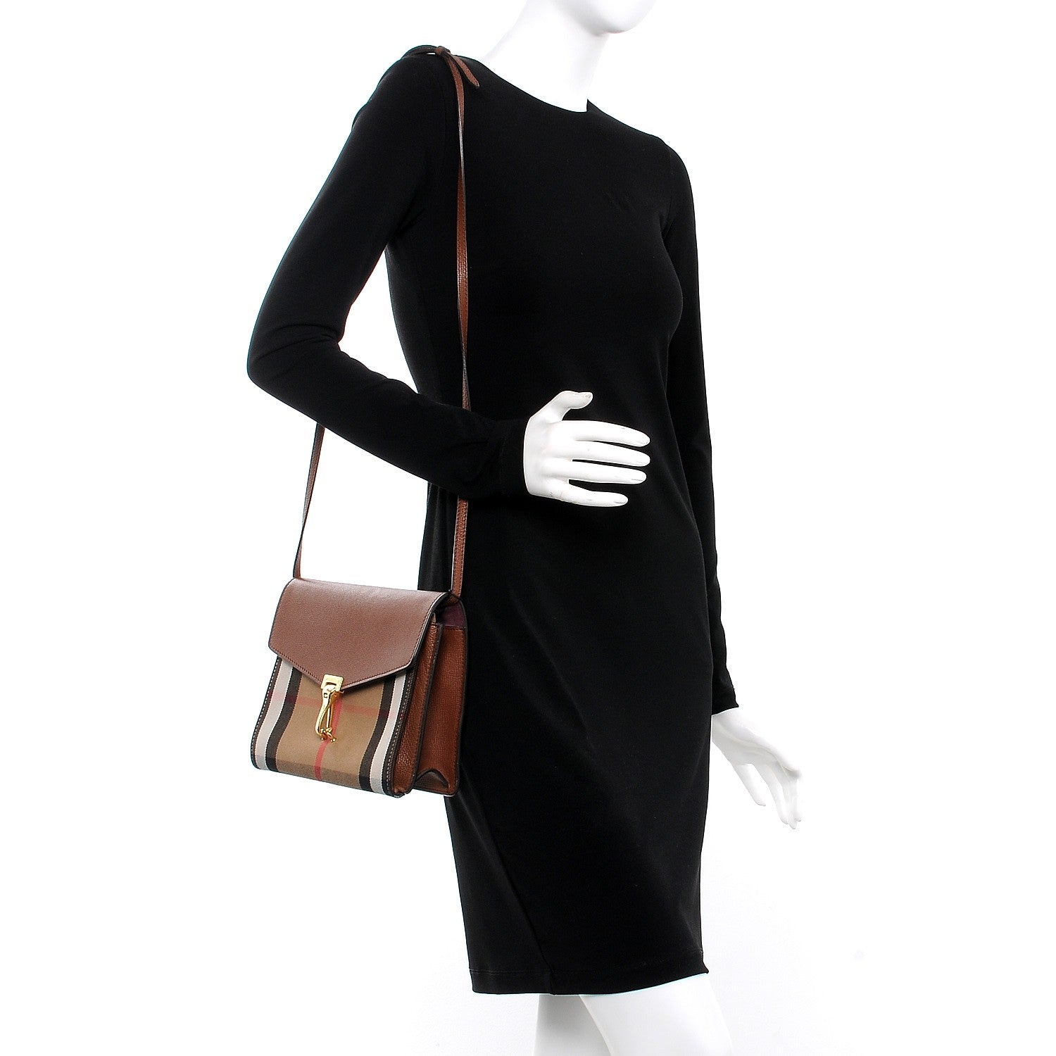 Burberry Derby Calfskin House Check Small Macken Crossbody Bag Tan 2 of 9