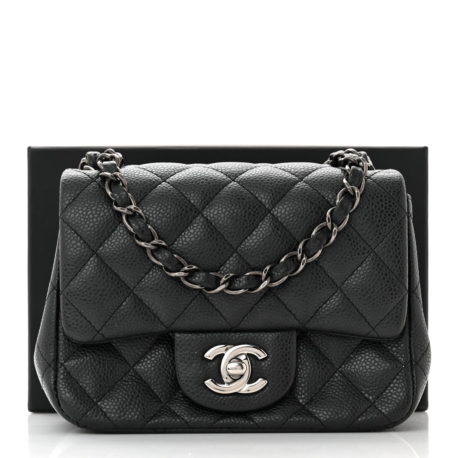 Chanel Caviar Quilted Mini Square Flap Dark Charcoal 10 of 10