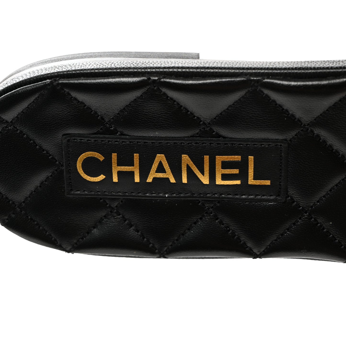 Shiny Goatskin Quilted CC Mules Sandals 40.5 Black