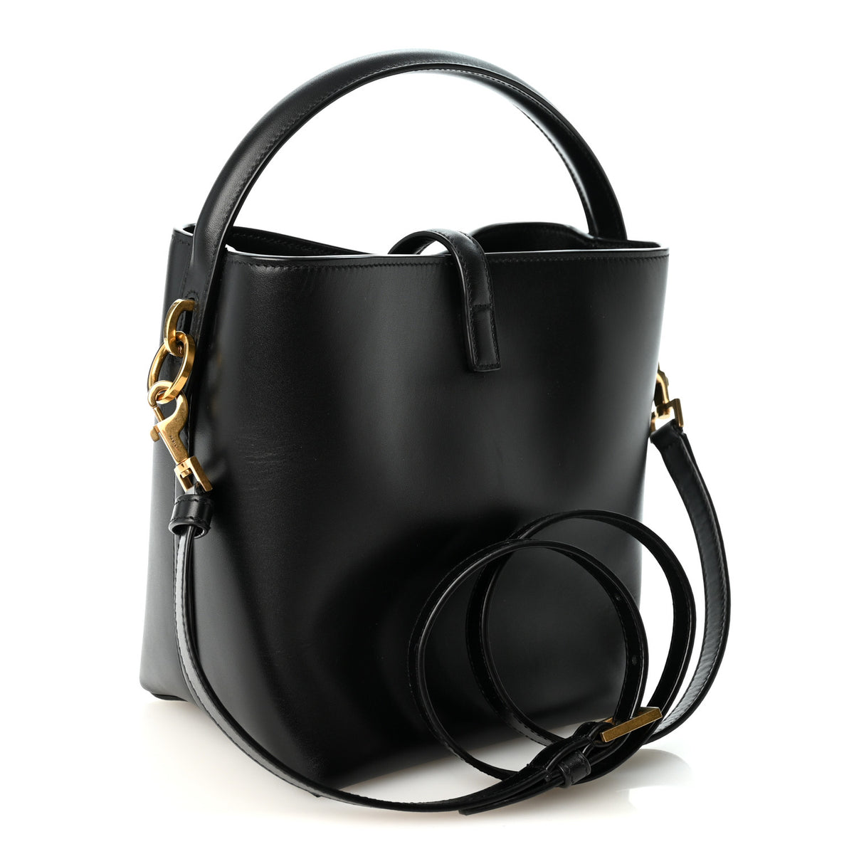 Saint Laurent Smooth Shiny Calfskin Monogram Le 37 Small Bucket Bag Black 3 of 9