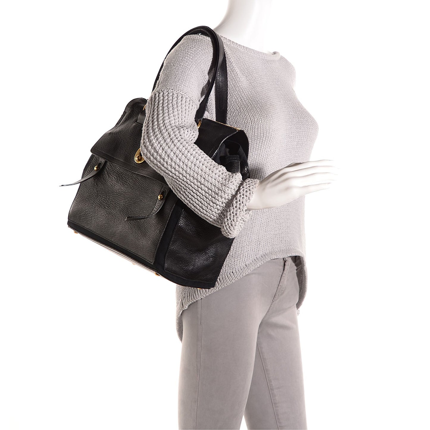 Calfskin Medium Travel Muse Two Tote Black