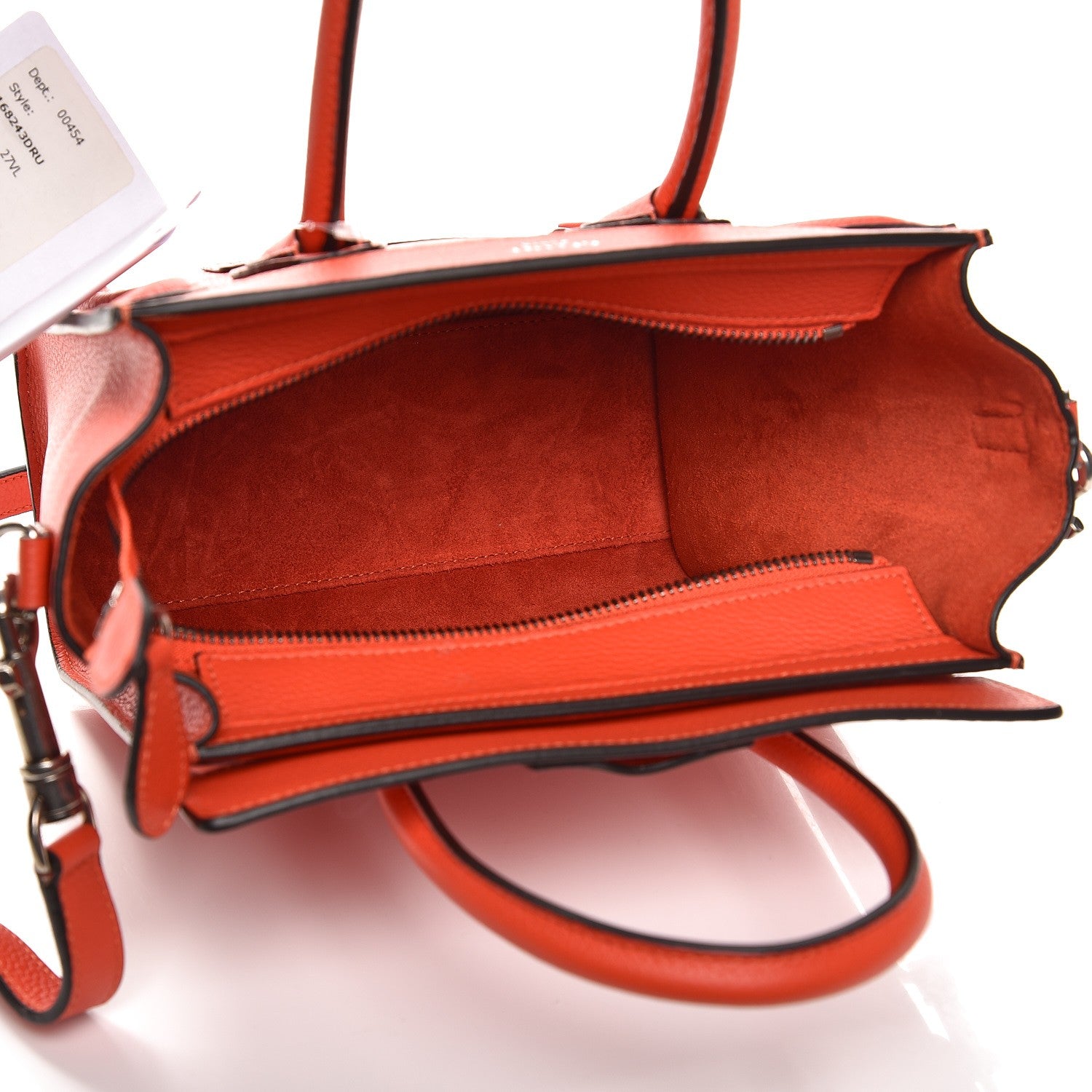 Celine Drummed Calfskin Nano Luggage Vermillion 6 of 9