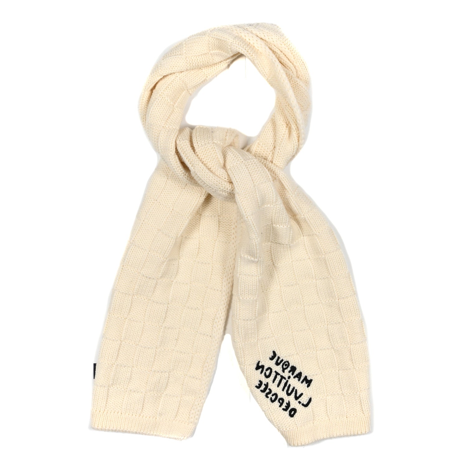 Louis Vuitton Wool Damier Snug Scarf Cream 1 of 3