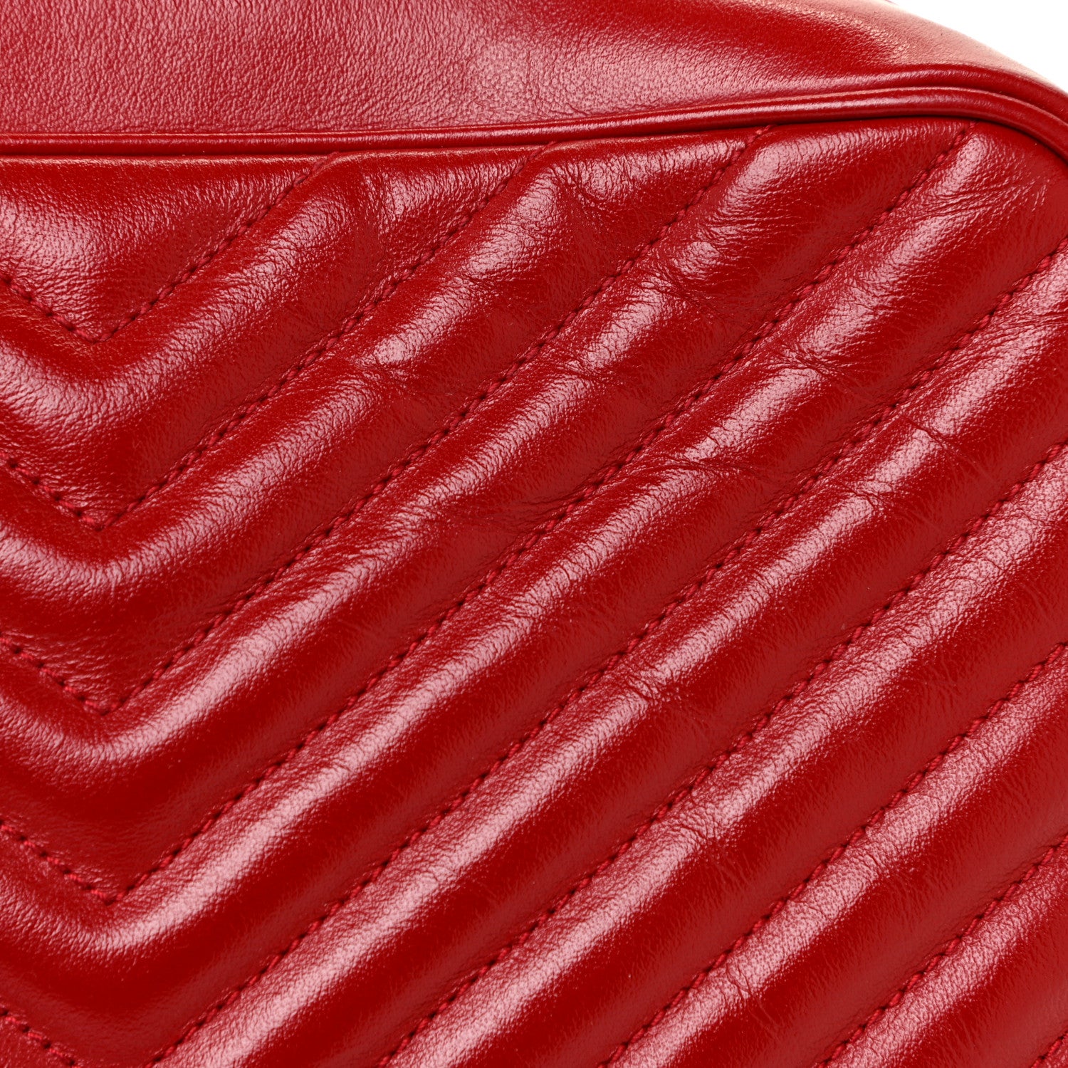 Saint Laurent Calfskin Matelasse Monogram Lou Camera Bag Red 12 of 13