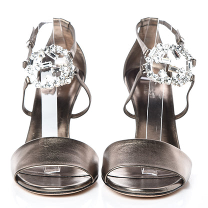 Gucci Metallic Nappa Crystal GG Sandals 38.5 Sasso 2 of 15