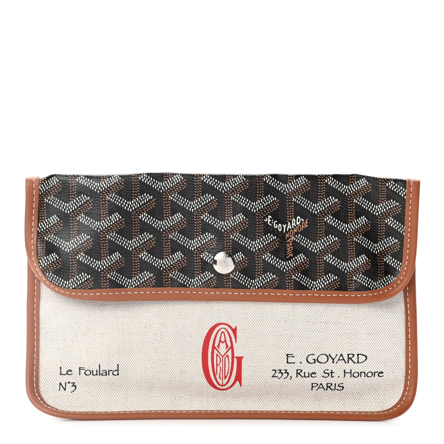 Goyardine Canvas Le Foulard Pouch Black Gold Off White