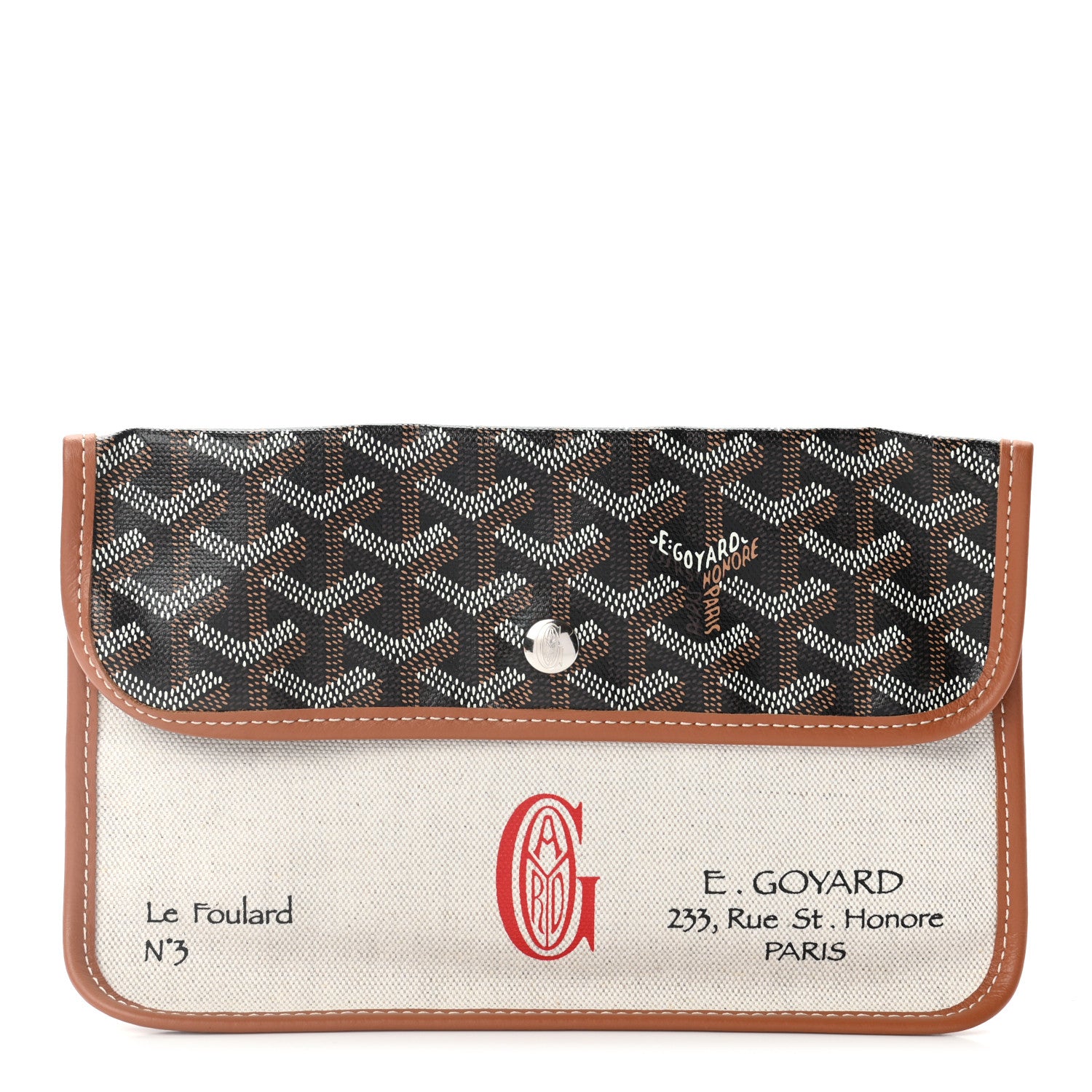 Goyard Goyardine Canvas Le Foulard Pouch Black Gold Off White 1 of 7