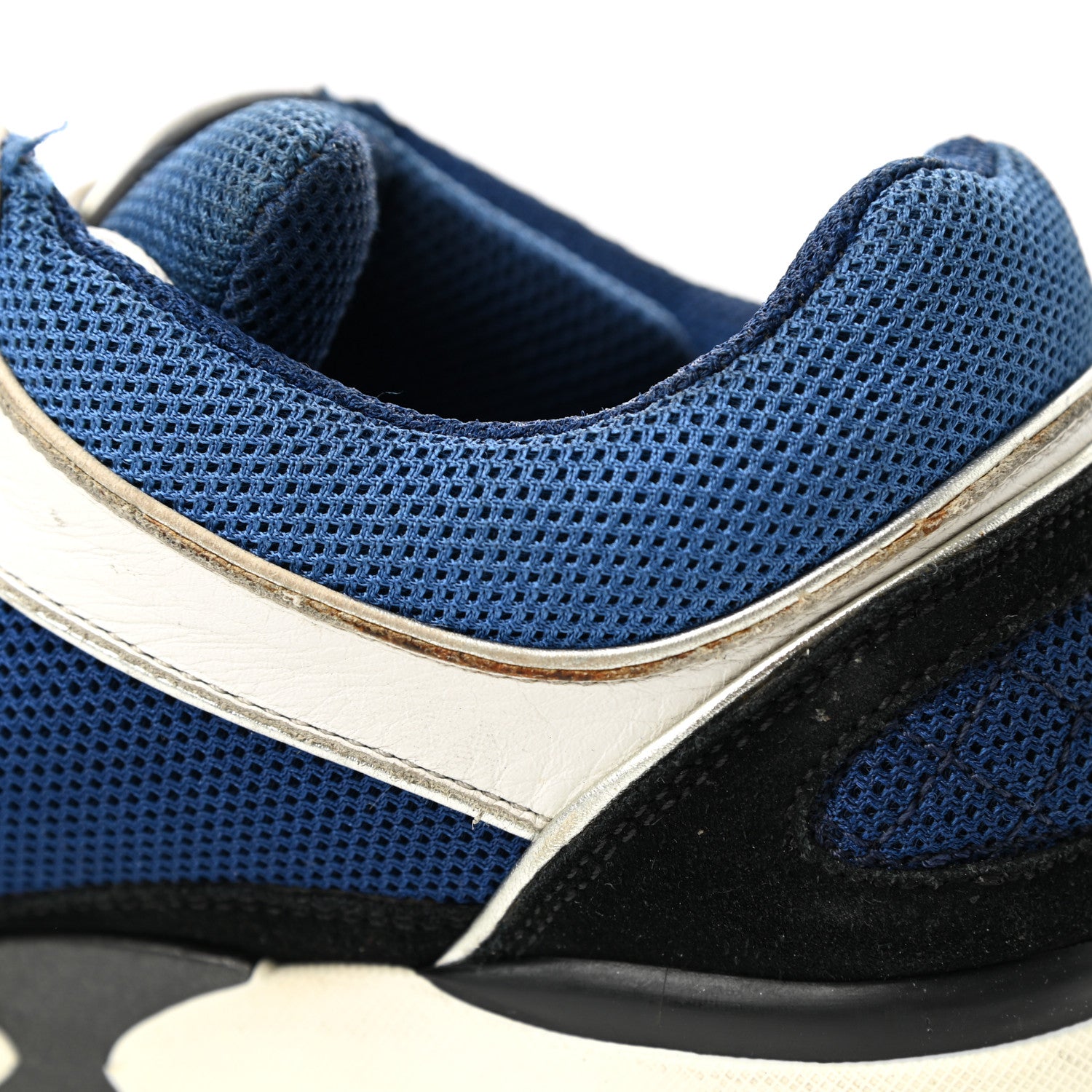Chanel Mesh Suede Calfskin Womens CC Sneakers 39 Dark Blue Black White 11 of 12