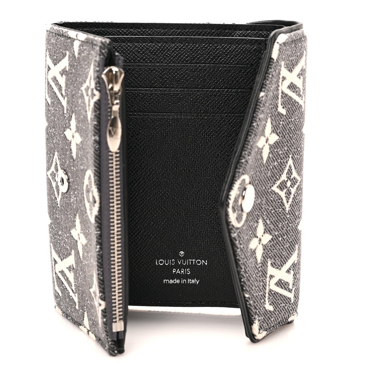 Denim Monogram Jacquard Victorine Wallet Grey