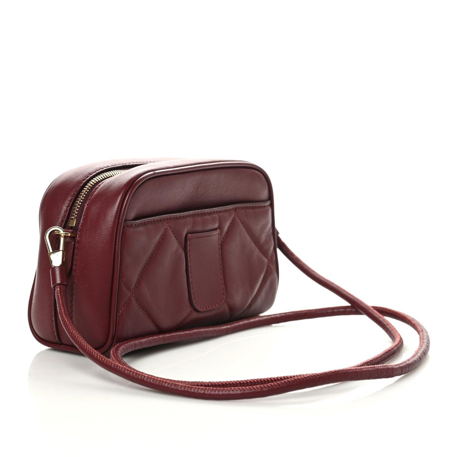 Burberry Lambskin Quilted Camera Bag Burgundy Red 3 of 8