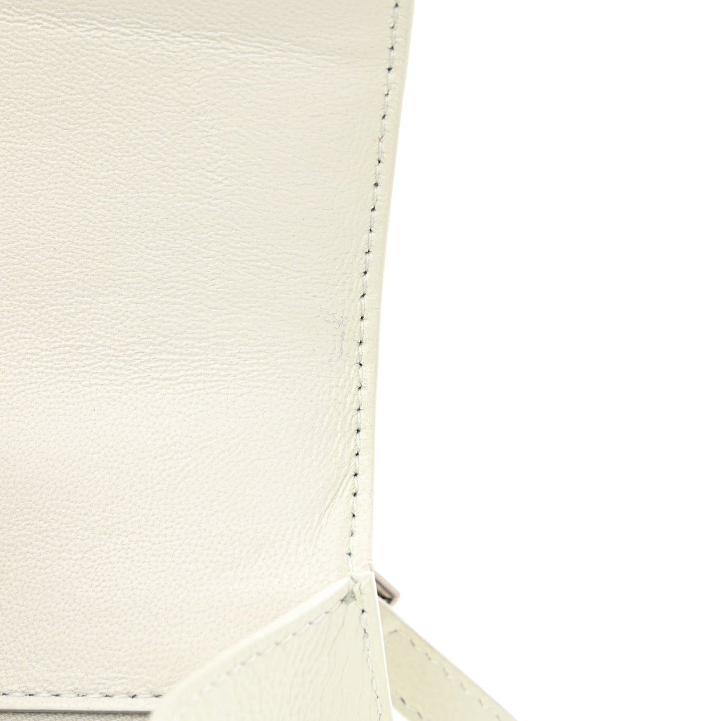 Grained Calfskin Small Hourglass Top Handle Bag White