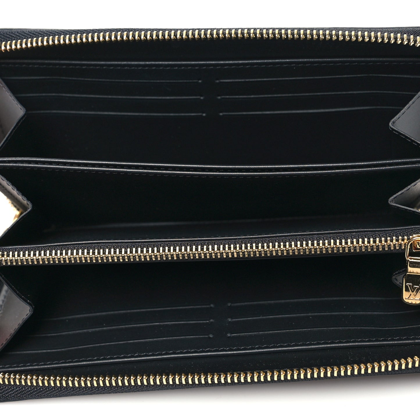 Calfskin Nanogram Embossed Zippy Wallet Black