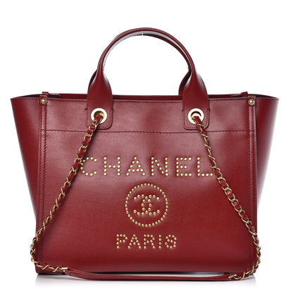 Chanel Caviar Small Studded Deauville Tote Red 1 of 8