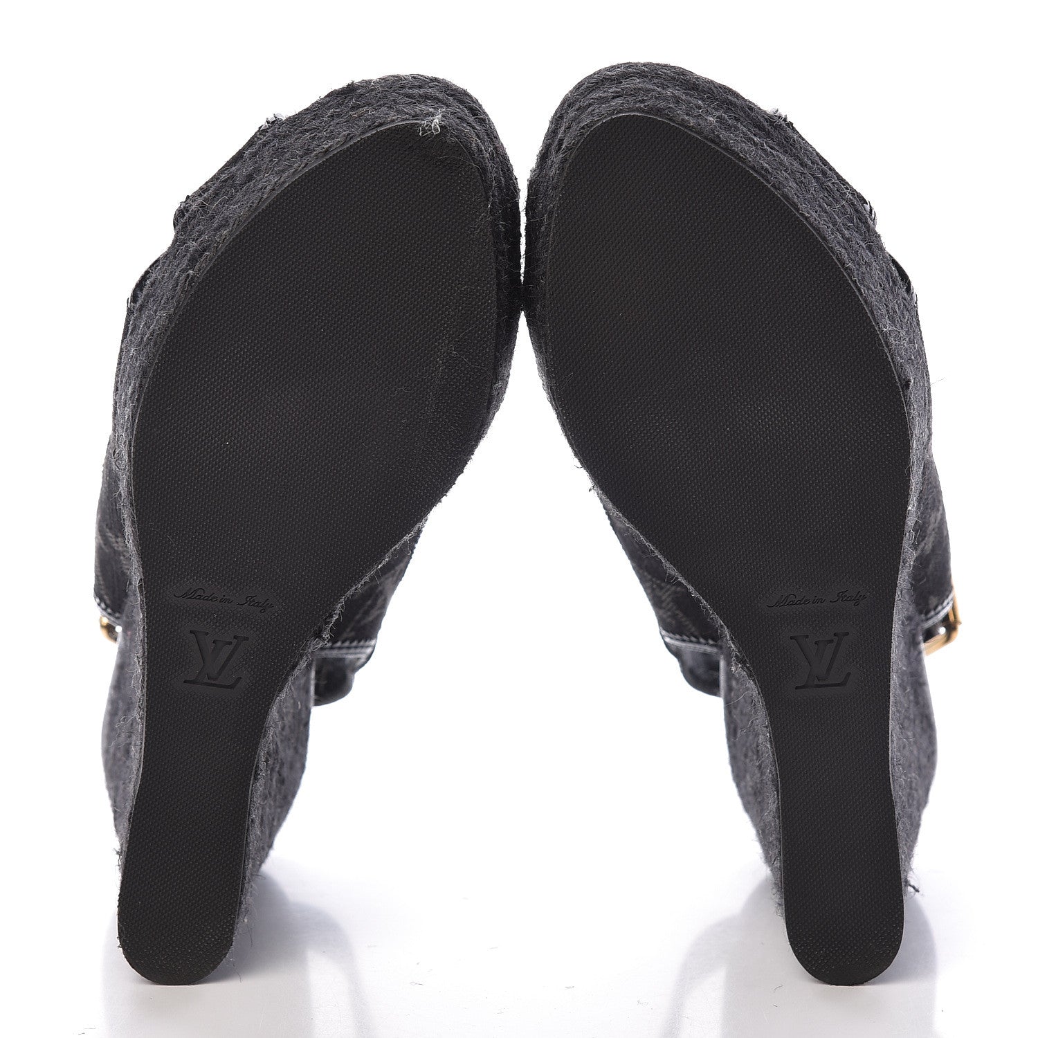 Louis Vuitton Denim Patent Espadrille Wedges 38 Black 5 of 8