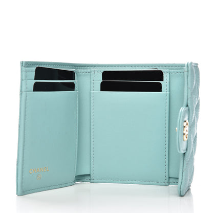 Chanel Caviar Quilted Compact Flap Wallet Light Blue 5 of 8