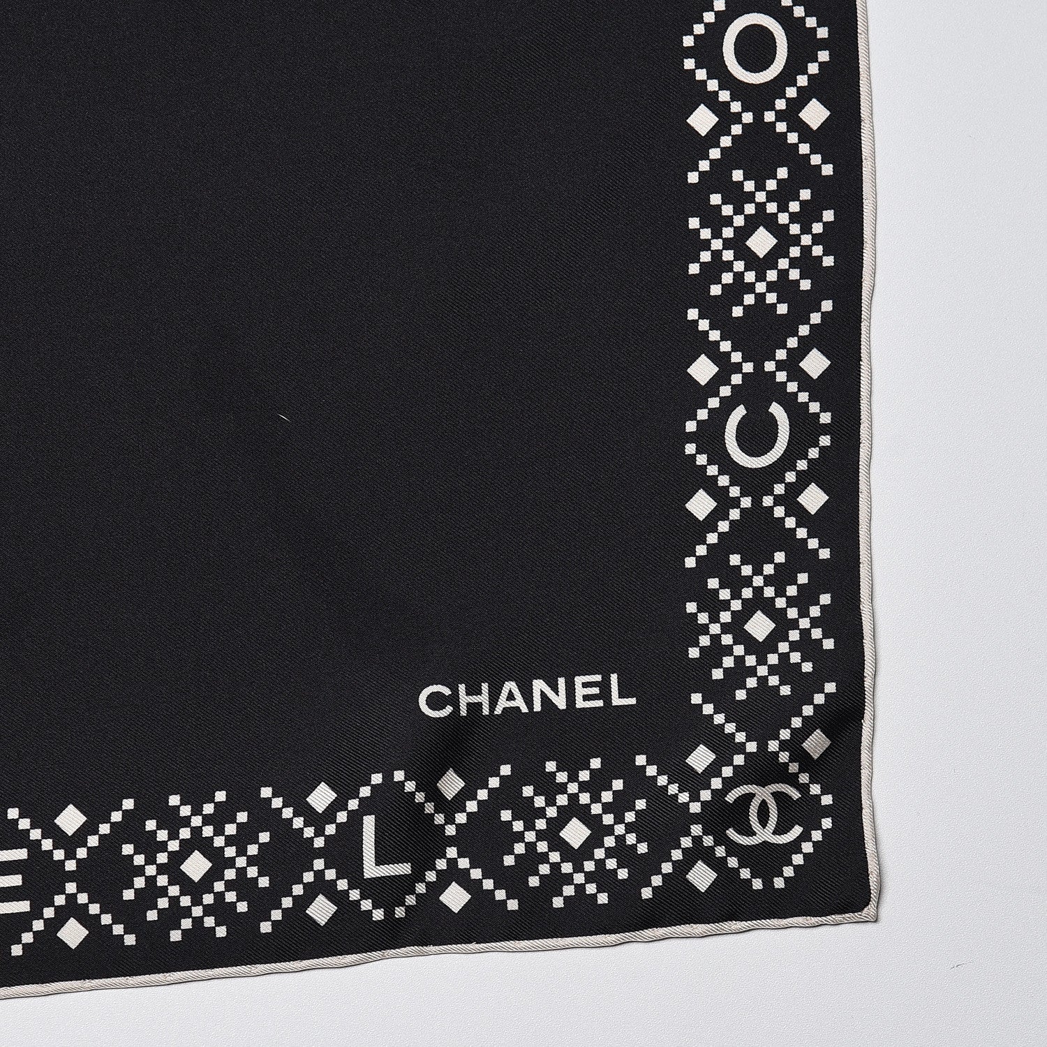 Chanel Silk Chalet Square Scarf Black 4 of 4