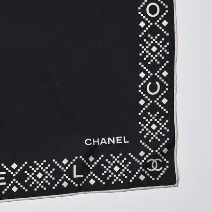 Chanel Silk Chalet Square Scarf Black 4 of 4