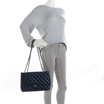 Chanel Lambskin Quilted Jumbo Single Flap Dark Blue 2 of 8