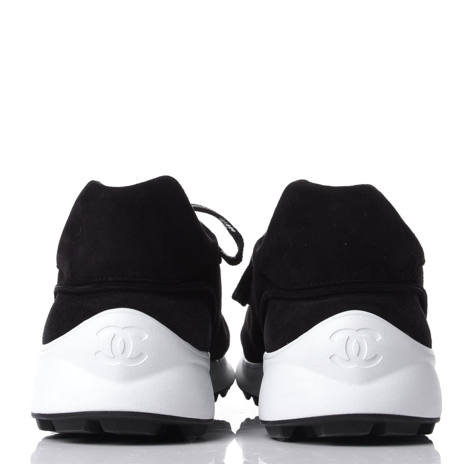 Chanel Suede Goatskin CC Sneakers 39.5 Black 6 of 11