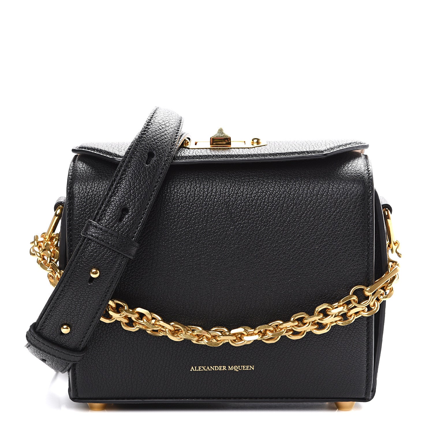 Alexander McQueen Fine Grain Goatskin Box Shoulder Bag 19 Black 1 of 9