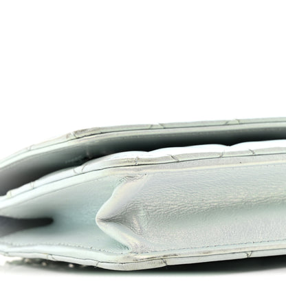 Chanel Iridescent Calfskin Quilted Wallet On Chain WOC Light Blue 10 of 12