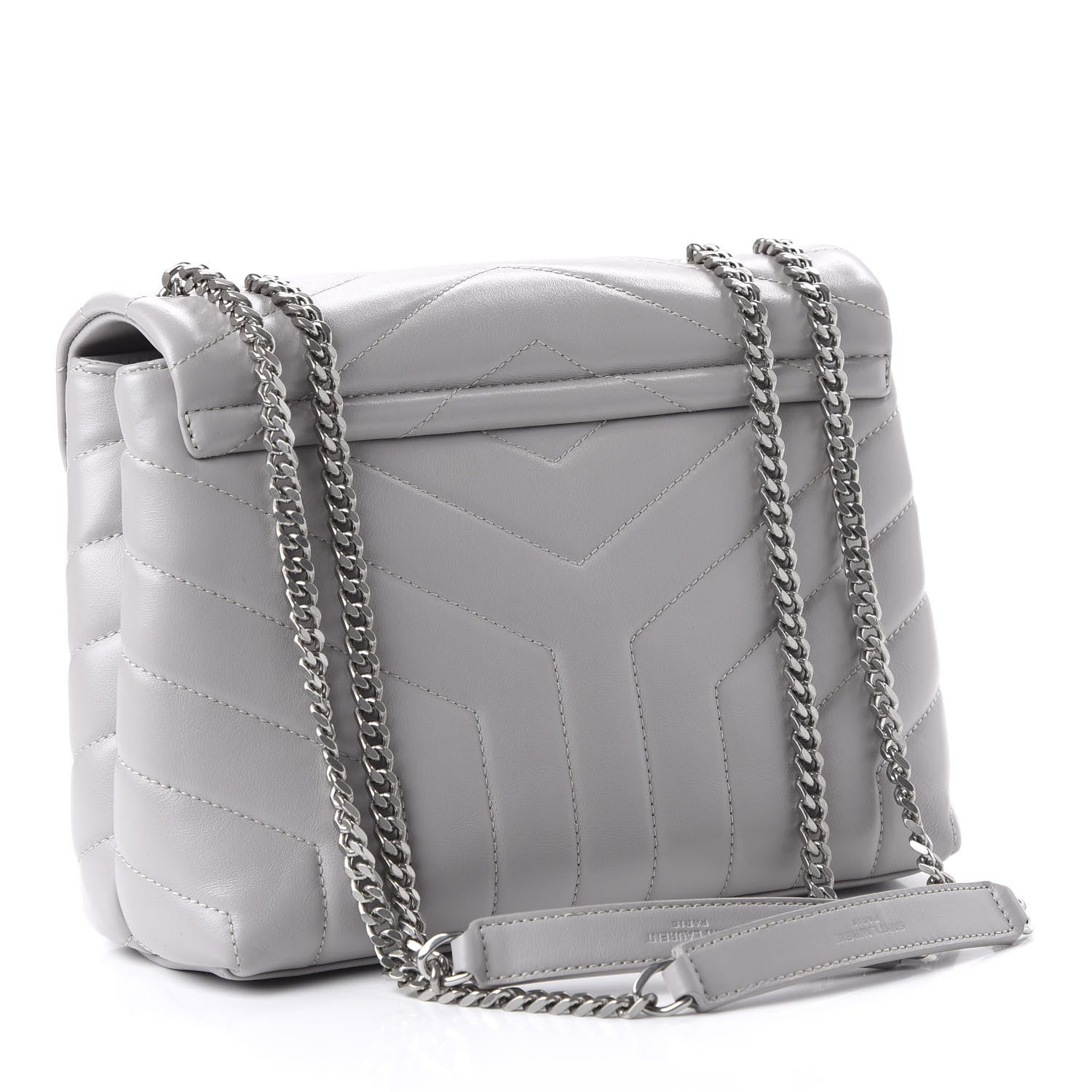 Saint Laurent Calfskin Y Quilted Monogram Small Loulou Chain Satchel Granite 3 of 9