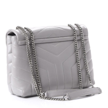 Saint Laurent Calfskin Y Quilted Monogram Small Loulou Chain Satchel Granite 3 of 9