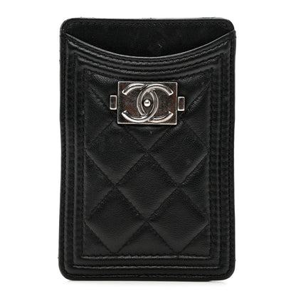Chanel Calfskin Quilted Boy Card Case Black 1 of 8