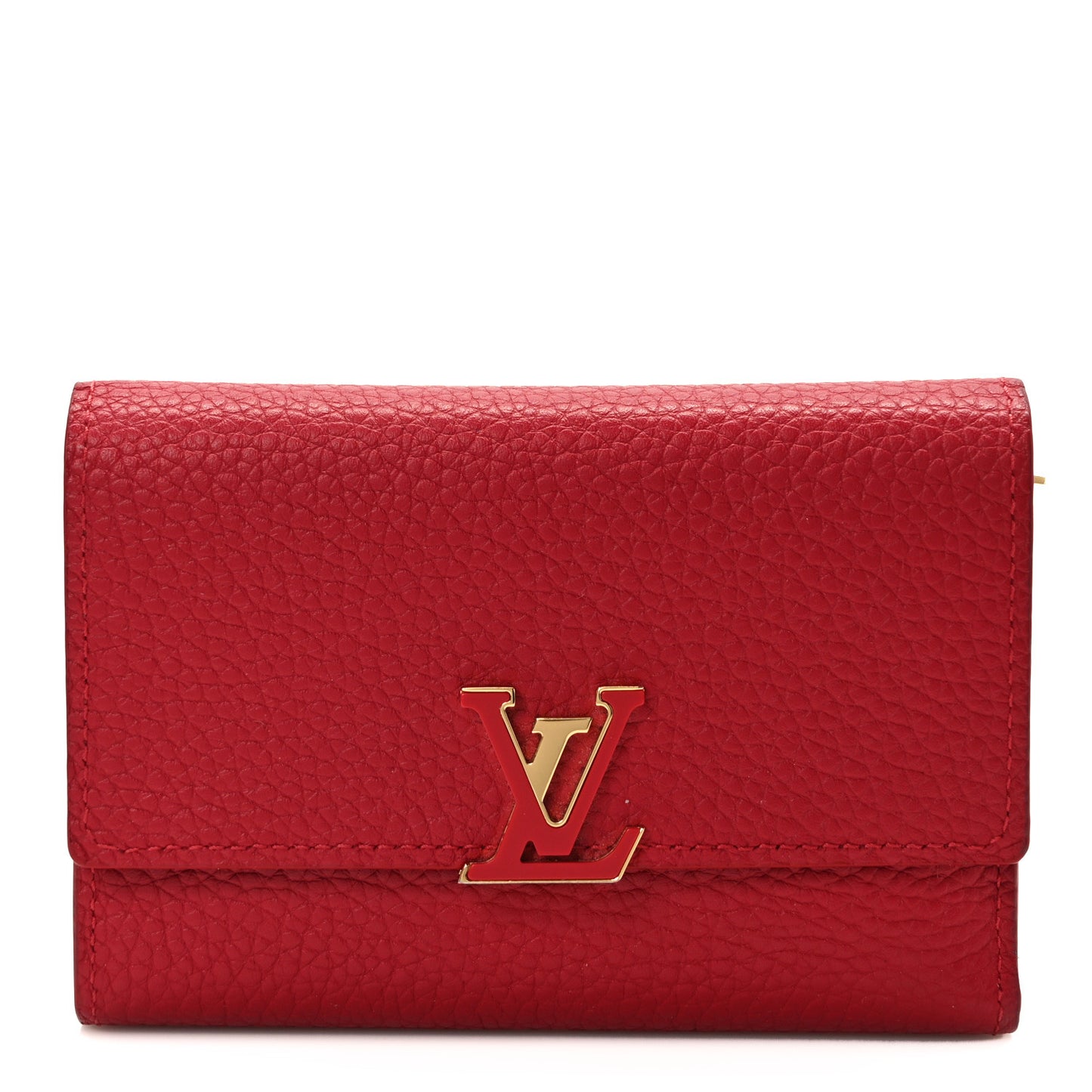 Taurillon Capucines Compact Wallet Rubis